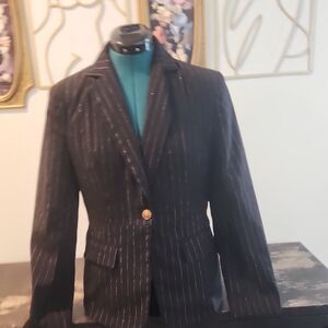 Women's Black Pinstripe Blazer